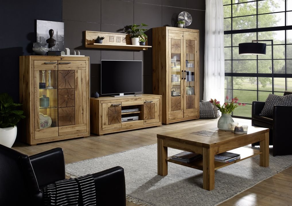 VERKAUFT - TV-Element II Woodlane  Wildeiche natur geölt 150 x 62 cm - AUSSTELLUNGSSTÜCK