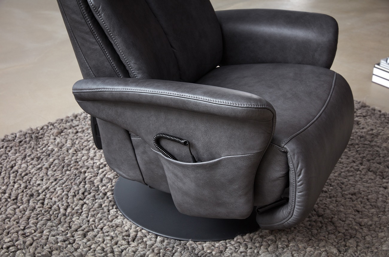 Himolla Relax-Sessel EASY SWING -  echt Leder 24 Longru Zinn Ausführung XL Schwerlast