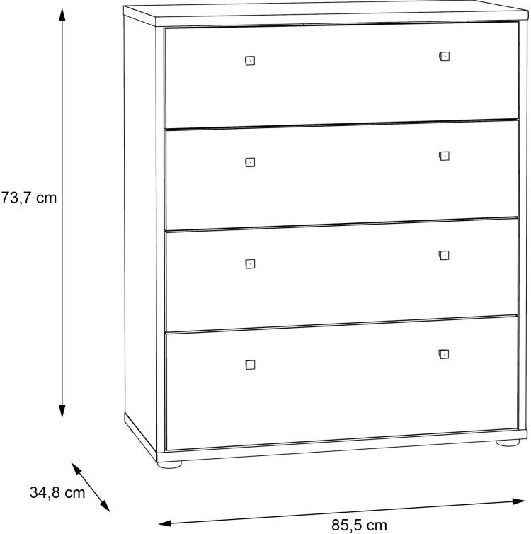 Forte Kommode Tempra 2 Sonoma Eiche NB 73,7 x 85,5 cm