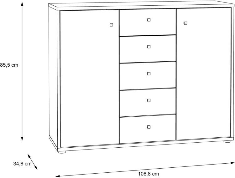 Forte Kommode Tempra 2 Artisan Eiche NB 108,8 x 85,5 cm