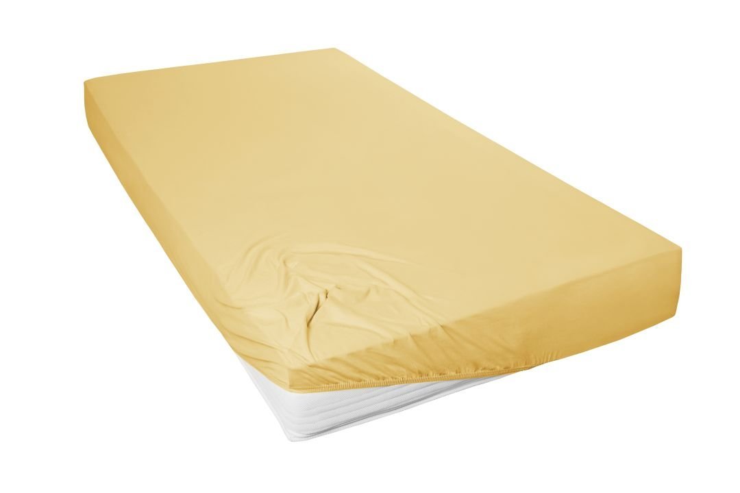 Hahn Haustextilien Mako-Feinjersey-Spannbetttuch senf 100 x 200 cm