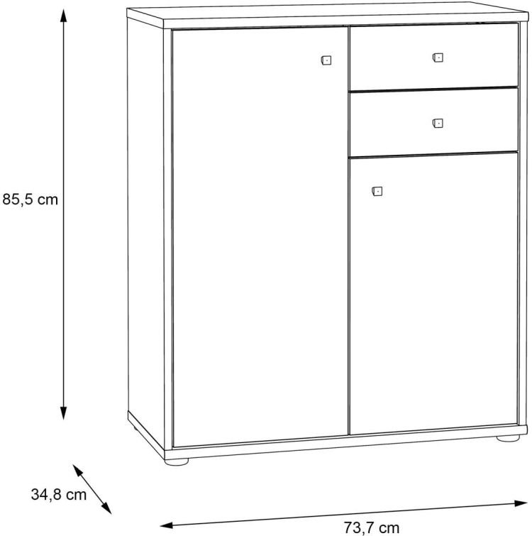 Forte Kommode Tempra 2 Artisan Eiche NB 73,7 x 85,5 cm
