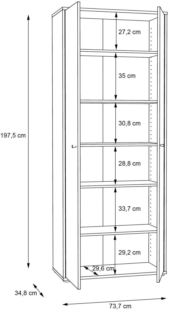 Forte Kommode Tempra 2 Artisan Eiche NB 73,7 x 197,5 cm