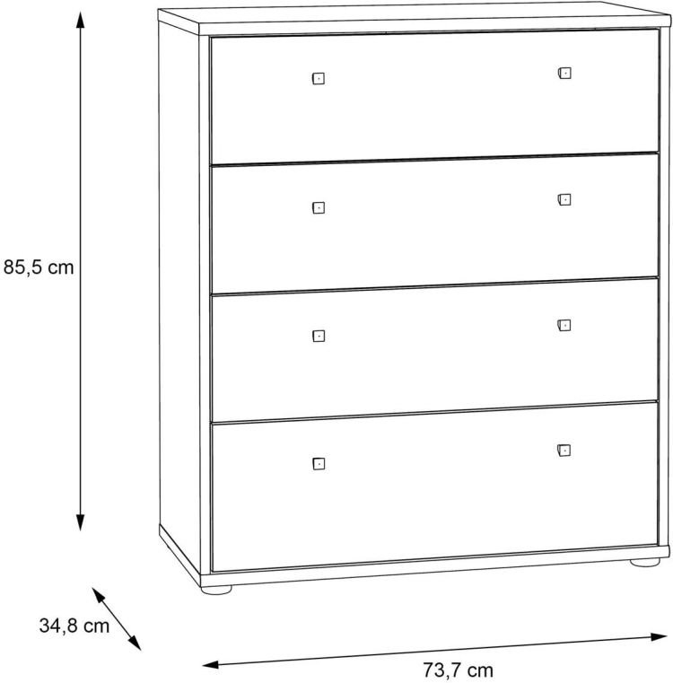 Forte Kommode Tempra 2 Artisan Eiche NB 73,7 x 85,5 cm