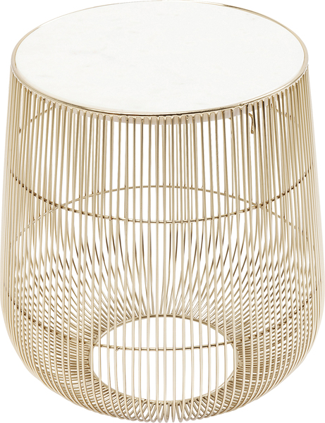 Beistelltisch gold - Ø 32 cm - KARE Beam Weiß Marmor Brass