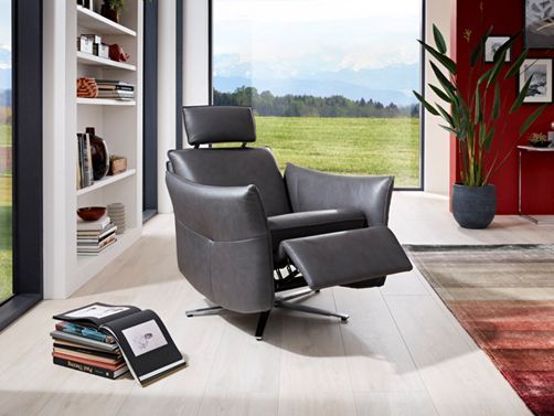 Himolla Relax-Sessel CUMUREX -  Leder SOFT-N alpin 22 - Kopfteil ausklappbar und im Neigungswinkel verstellbar