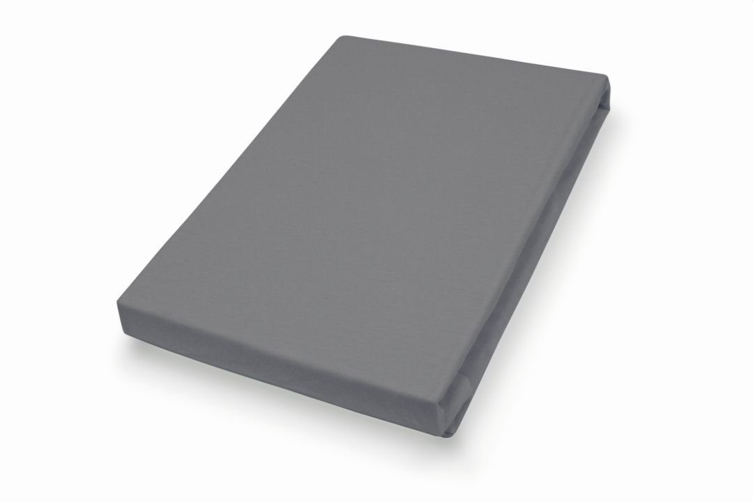 Hahn Haustextilien Mako-Feinjersey-Spannbetttuch anthrazit 150 x 200 cm