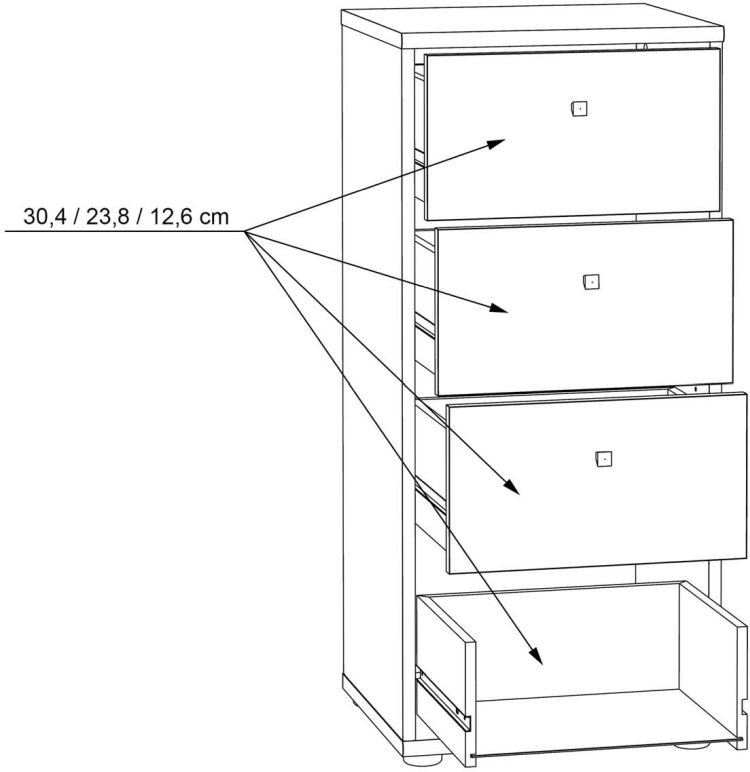 Forte Kommode Tempra 2 Artisan Eiche NB 38,6 x 85,5 cm