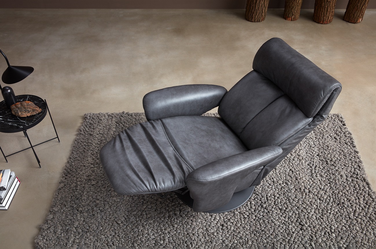 Himolla Relax-Sessel EASY SWING -  echt Leder 24 Longru Zinn Ausführung XL Schwerlast