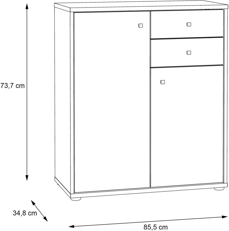 Forte Kommode Tempra 2 Sonoma Eiche NB 73,7 x 85,5 cm