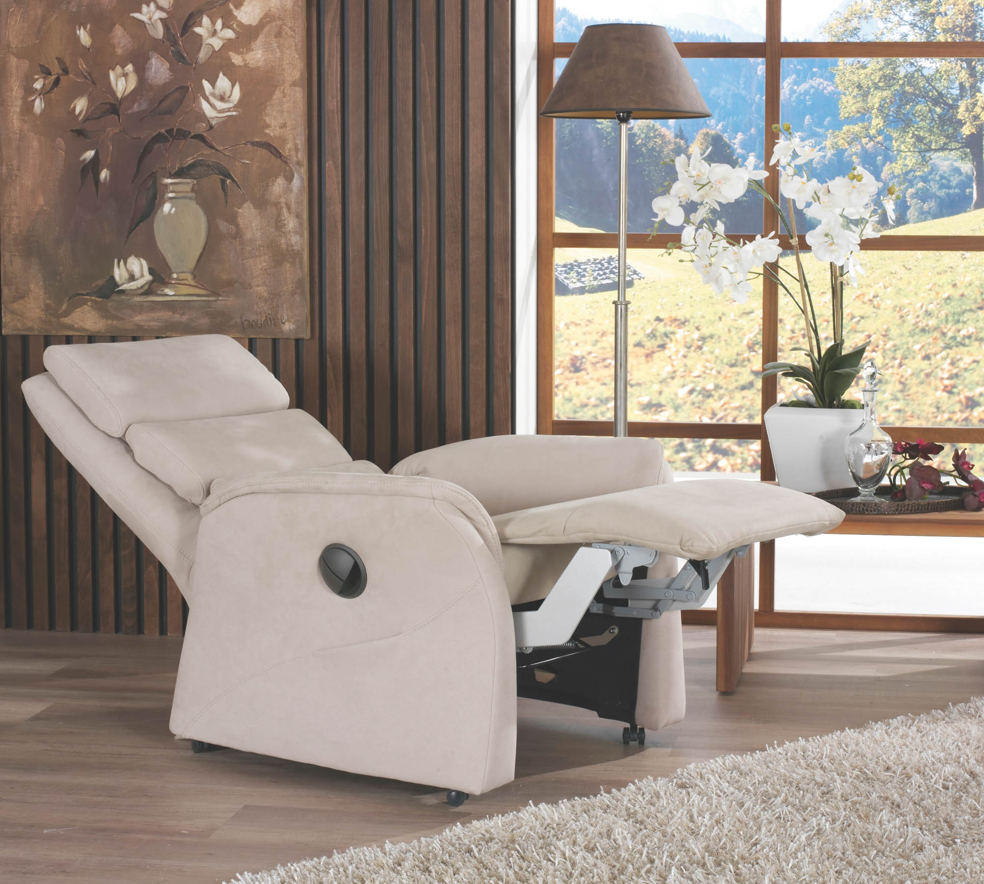 Himolla Fernsehsessel CUMULUS-VARIO PERFECT - Stoff 14 Aquaclean 02 Smoke