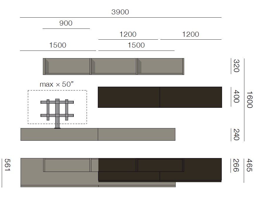 San Giacomo Wohnwand L5C60 Lampo