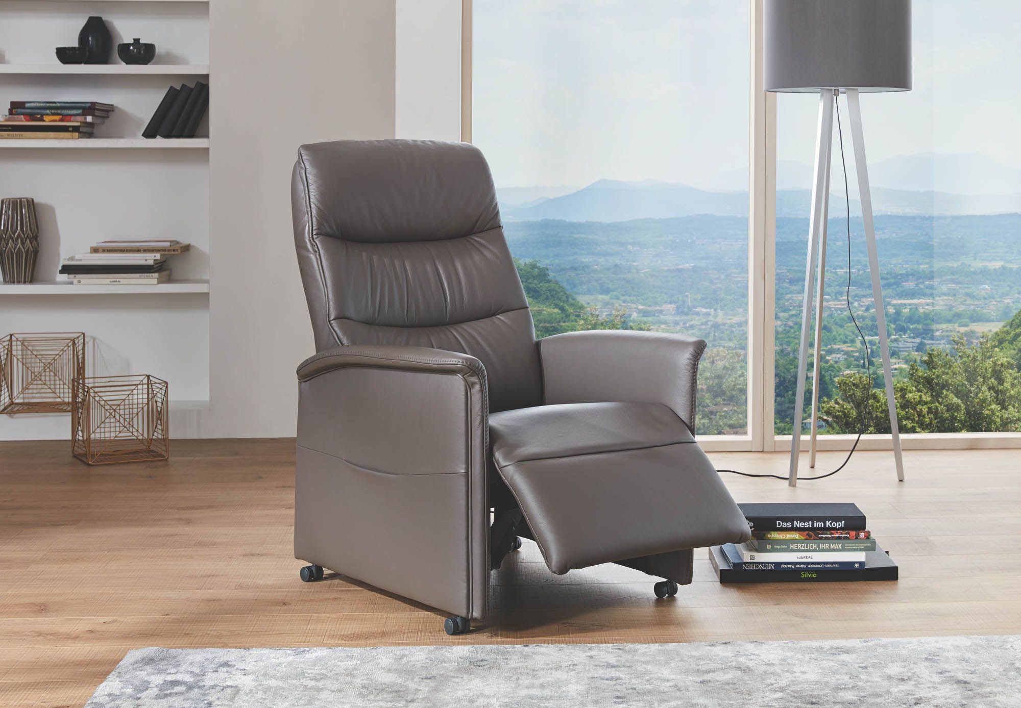 Himolla Fernsehsessel QUARTETT - echt Leder 71 Torro Noir