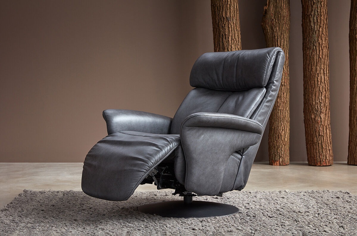 Himolla Relax-Sessel EASY SWING -  echt Leder 24 Longru Zinn Ausführung XL Schwerlast