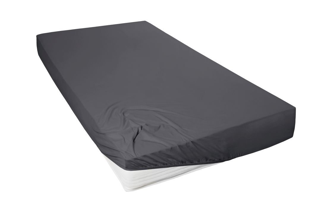 Hahn Haustextilien Mako-Feinjersey-Spannbetttuch anthrazit 100 x 200 cm