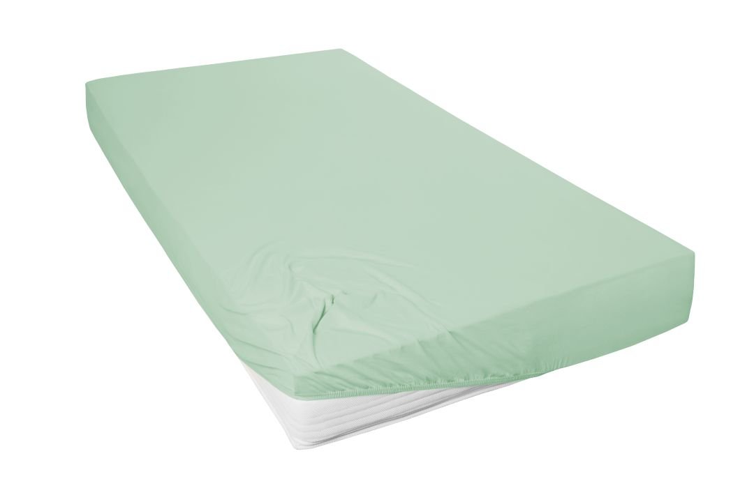 Hahn Haustextilien Mako-Feinjersey-Spannbetttuch eukalyptus 190 x 200 cm