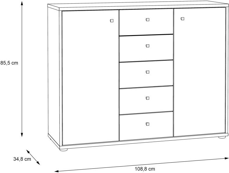 Forte Kommode Tempra 2 Sonoma Eiche NB 108,8 x 85,5 cm