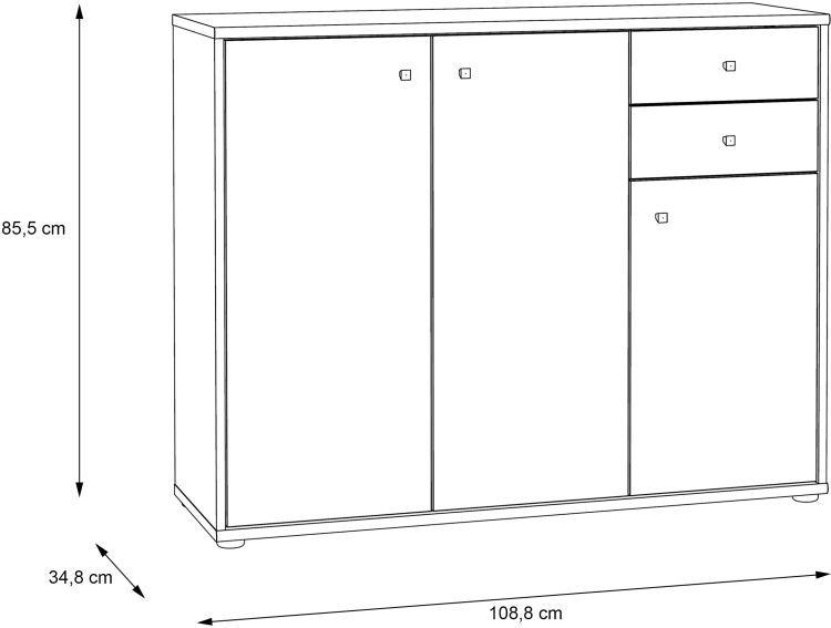 Forte Kommode Tempra 2 Sonoma Eiche NB 108,8 x 85,5 cm