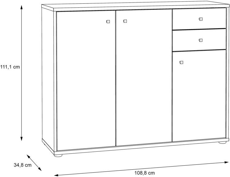 Forte Kommode Tempra 2 Old Wood Vintage 108,8 x 85,5 cm