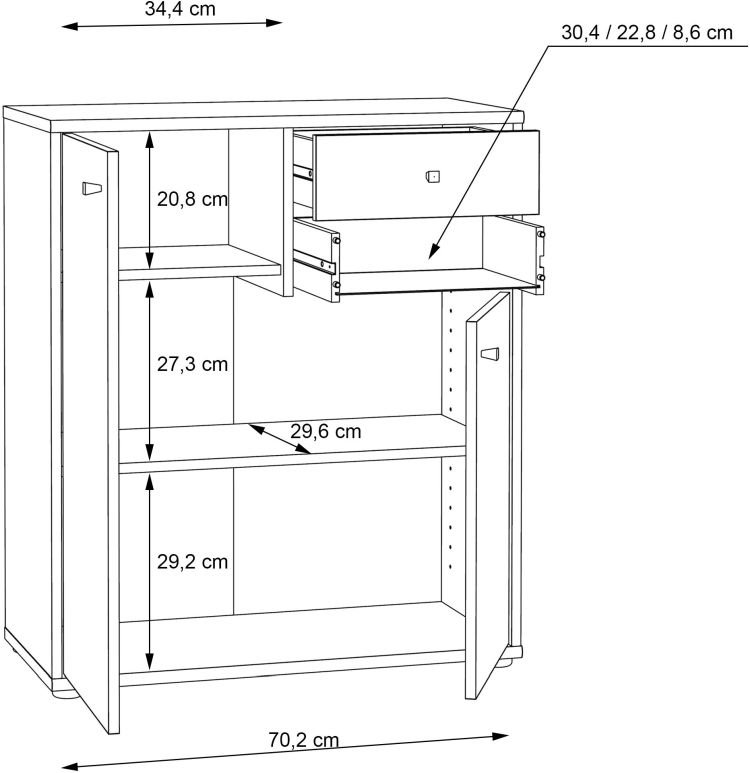 Forte Kommode Tempra 2 Sonoma Eiche NB 73,7 x 85,5 cm