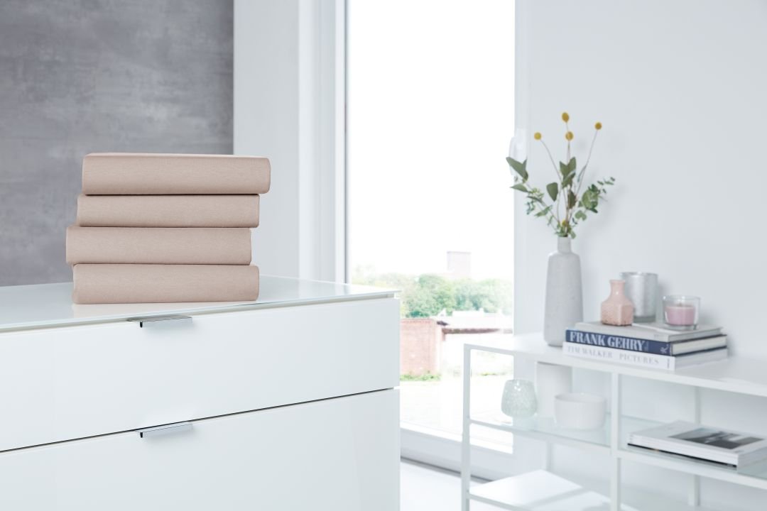 Hahn Haustextilien Elastan-Jersey-Spannbettuch für Topper kiesel 100 x 200 cm