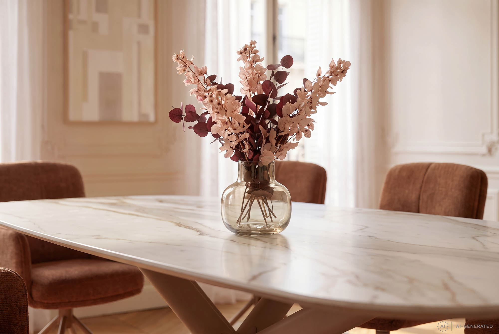Keramik Esstisch - 240x110cm - weiss/terracotta/greige - Concept4You