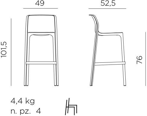Nardi Barstuhl NET rot 49x101,5 cm