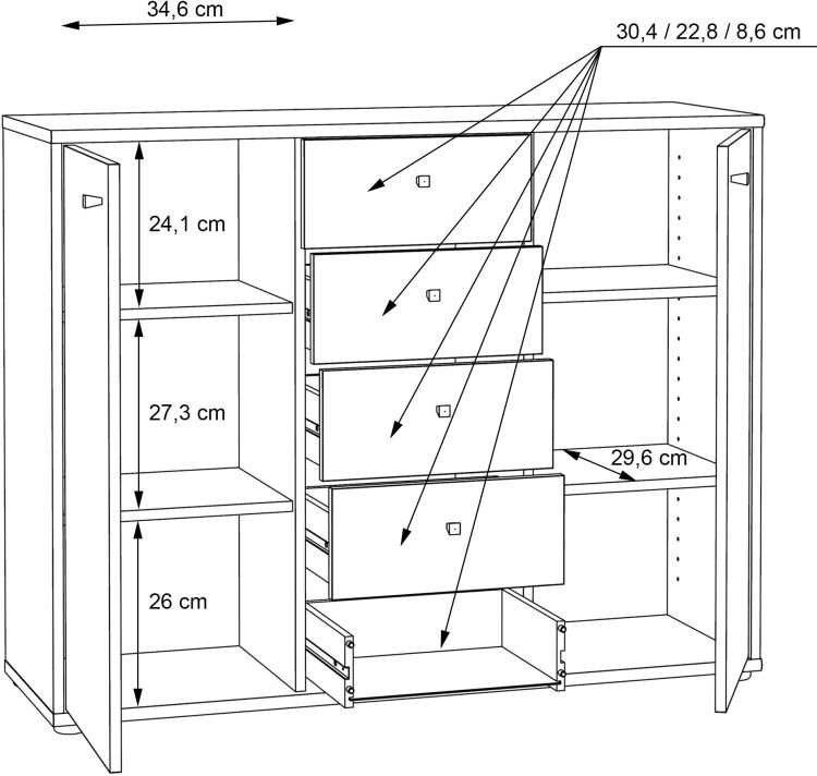 Forte Kommode Tempra 2 Sonoma Eiche NB 108,8 x 85,5 cm